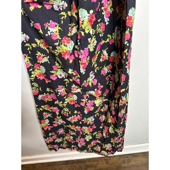 CAROLINE CONSTAS Reyna Black Floral Puff Sleeve Empire Waist Maxi Dress Size M - Picture 14 of 16